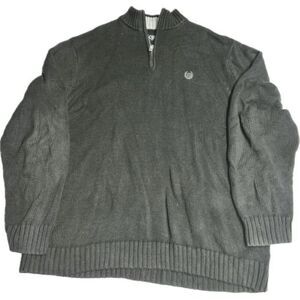 Chaps Mens Pullover Sweater Black Mock Neck 1/4 Zip Long Sleeve Ribbed Cotton 2X